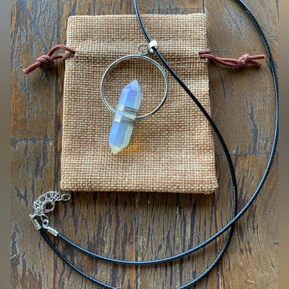 Opalite Mens Necklace | Mens Crystal Necklace | Opalite Unisex Necklace - Picture 2 of 3